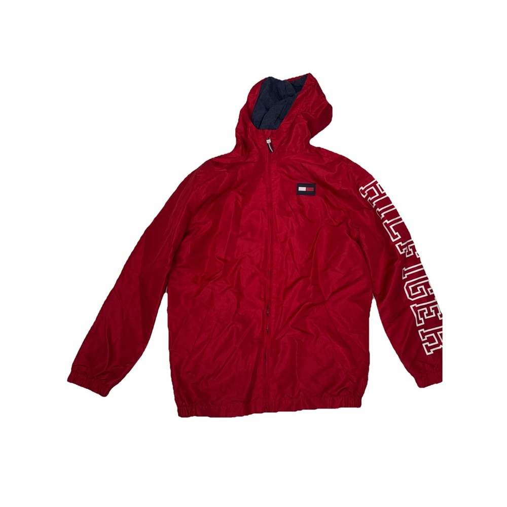 Vintage Tommy Hilfiger Windbreaker Jacket Men Medium Spellout Flag 90s 14/16‎ - Picture 2 of 10